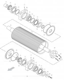 Horning roll with bearing assembly for Claas MCC